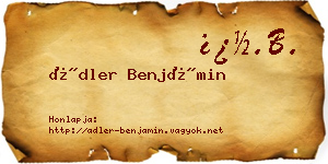 Ádler Benjámin névjegykártya