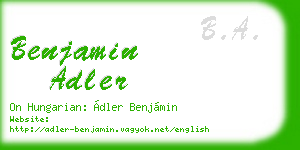 benjamin adler business card